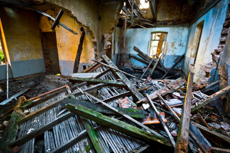 Smoke and water damage in a Florida home interior after fire suppression